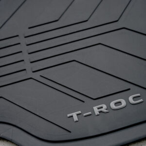 Volkswagen T-ROC logo on rubber mat logo close up